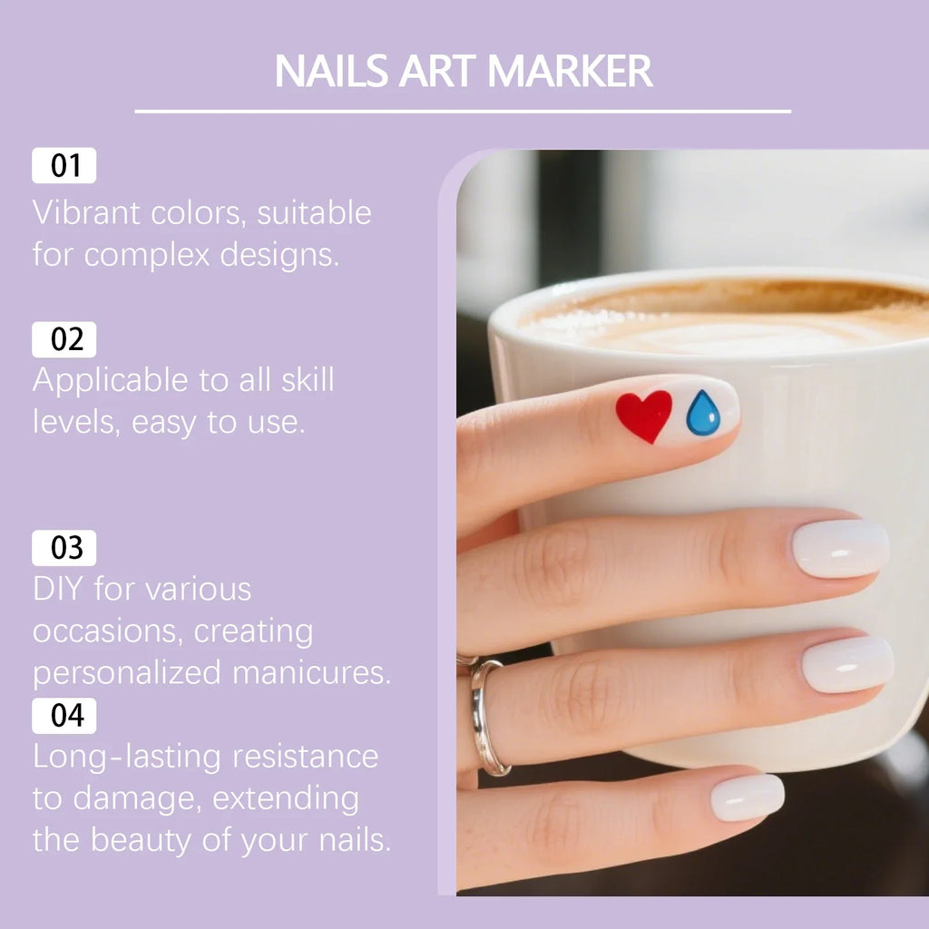 12pcs/Set Nail Art Graffiti Pen DIY Nail Art Painting Pens Abstract Lines Fine Design Multi-Color Drawing Nail Painting Tools