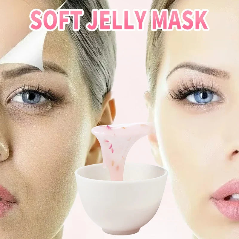 Rose/Hyaluronic Acid/Collagen Jelly Face Mask Powder-Moisturizing, Improving and Hydrating Facial Skin Care-Natural Gel Peel Off