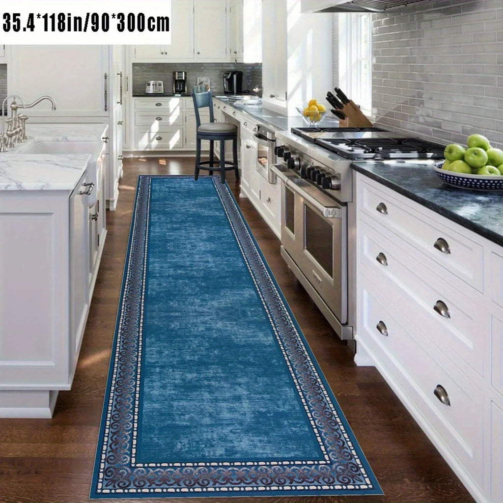 Blue Long Runner Rugs Bohe Carpet for Living Room Hallway Home Decor Kitchen Floor Mat Laundry Rugs Finely Edged Balcony  Mat