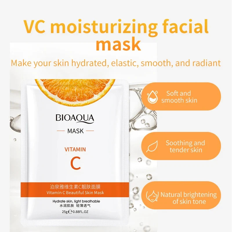 5pcs BIOAQUA Vitamin C Facial Masks Face skincare Moisturizing Face Mark Whitening Anti-aging Face Mask for Face Skin Care