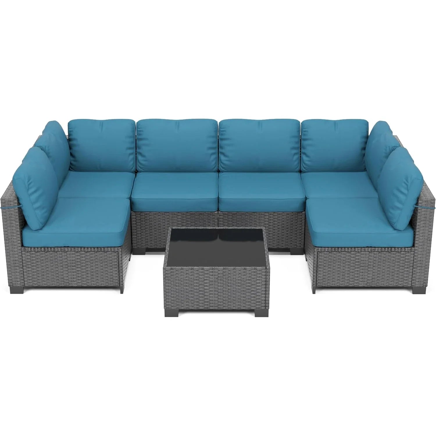 HobbyLane 7 Piece Modular Outdoor Furniture Set PE Rattan Wicker Garden
