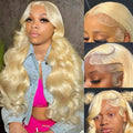 613 Human Hair Wig 13x6 Body Wave Blonde HD Lace Frontal Wig Pre Plucked 13x4 Transparent Lace Front Wigs For Women 200% Density