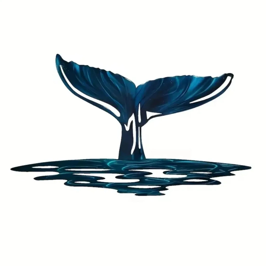 Elegant Whale Tail Metal Wall Art - Unique Ocean Series Home Decor Pendant