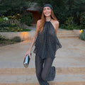 Striped Printed Women's Vest Trousers Suit Sleeveless Backless Halter Top Long Pants Lady Set 2026 Summer Autumn Female Sets New