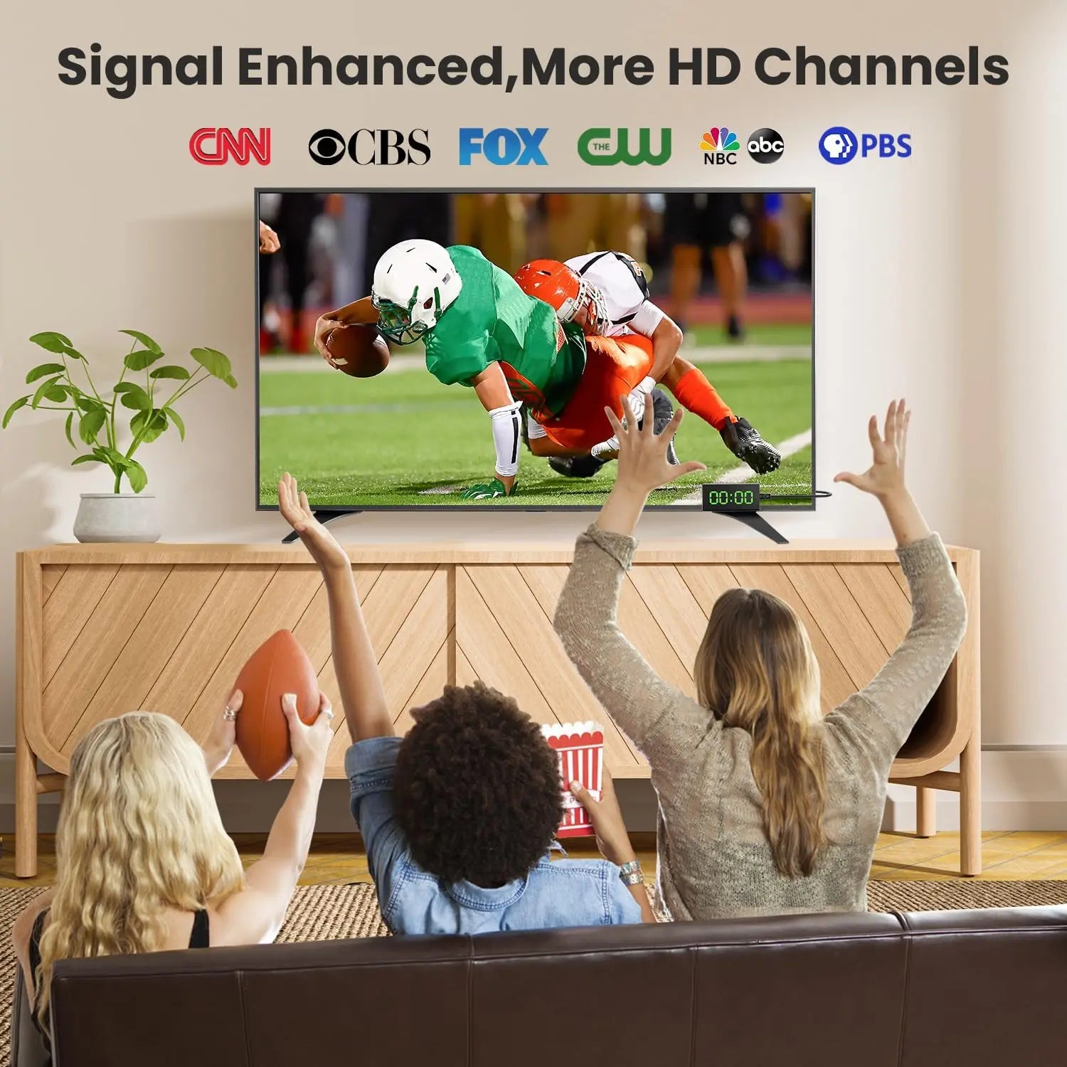 DLUXURY Digital Converter Box for TV, Mini ATSC Tuner [Hidden Behind TV], Watch & Record Free Over-The-Air Channels