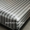 Luxury Satin Striped with Elastic Band Fitted Sheet Silky Soft Deep Pocket Bed Cover Standard Size Twin Full Queen King Bedding