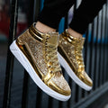 Men's Glitter High Top Sneakers Shiny Party Stage Shoes Casual Fashion Footwear Tênis Alto Brilhante Zapatillas Altas Brillantes