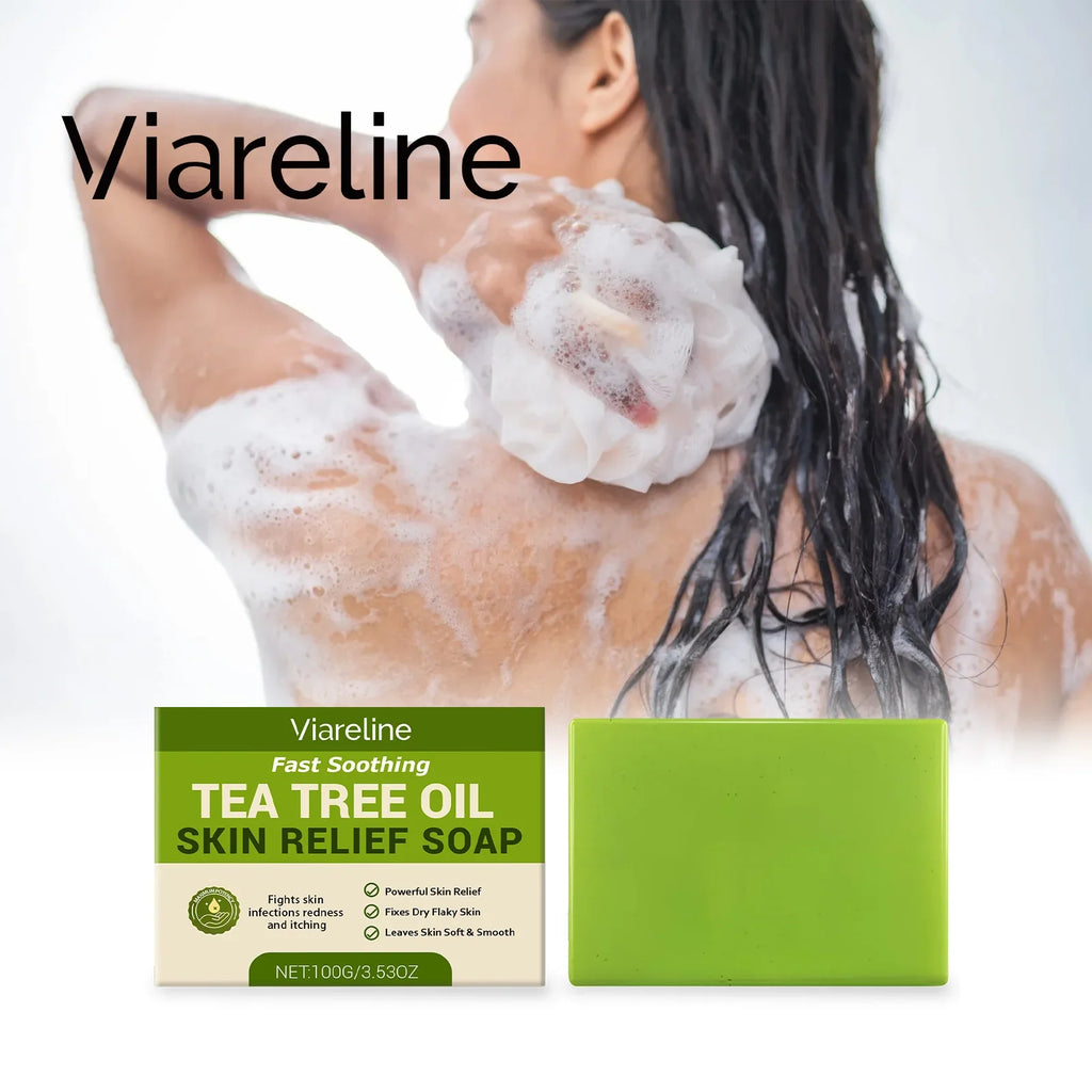 Tea Tree Oil Soap Cleaning Gentle Exfoliating Relieve Itch Moisturizing Dry Skin Smoothing Natural Bath Soap for Body and Face