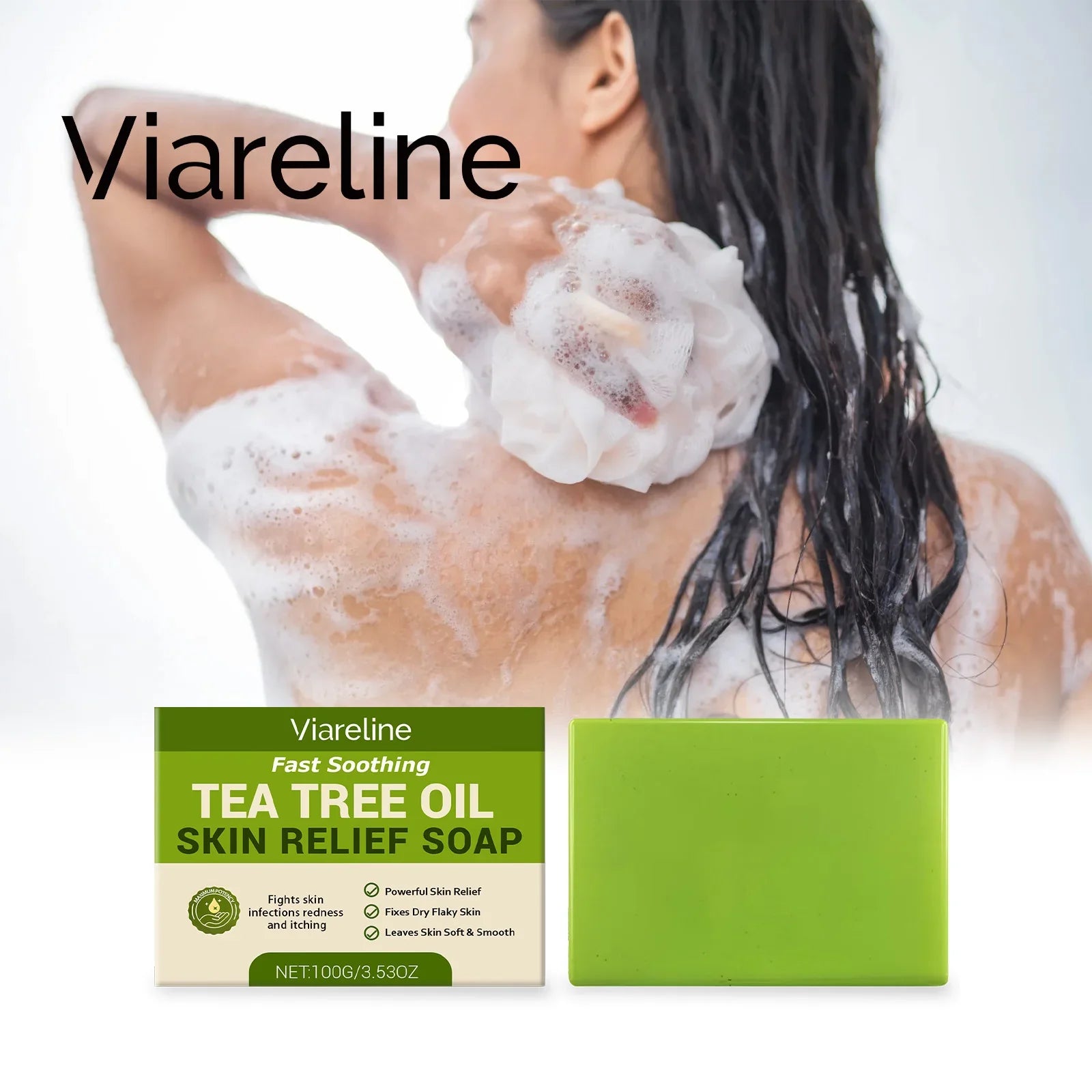 Tea Tree Oil Soap Cleaning Gentle Exfoliating Relieve Itch Moisturizing Dry Skin Smoothing Natural Bath Soap for Body and Face