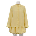 2026 Spring Summer New Casual Fashion For Women With Turn-Down Collar Long Sleeve Cardigan Top And High Waist Puff Skirt