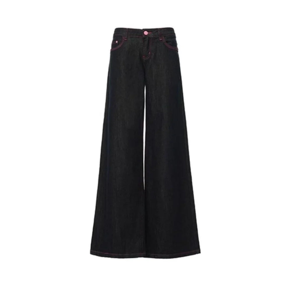 Women's Jeans Women's Pants Low Rise Flare Washed Denim Casual Summer Style Tummy Control Long Leg Straight Wide Leg