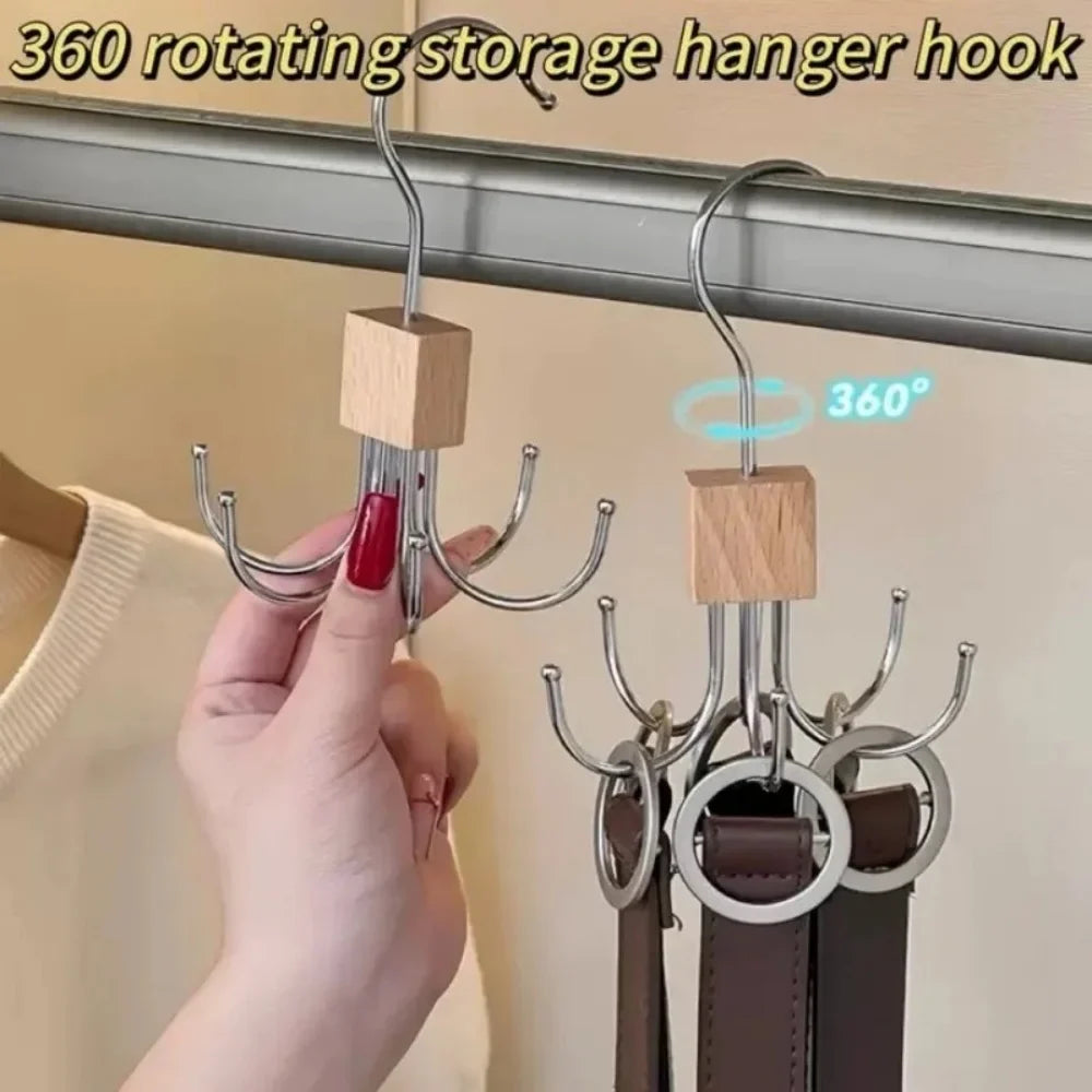 360°Rotating Belt Hanger Hook Durable Belts Rack Organizer for Belts Scarves Bras Ties Home Dorm Storage Hanger Closet Organizer