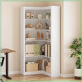 Corner L Shaped Bookcase With 5 Tier Display Shelf