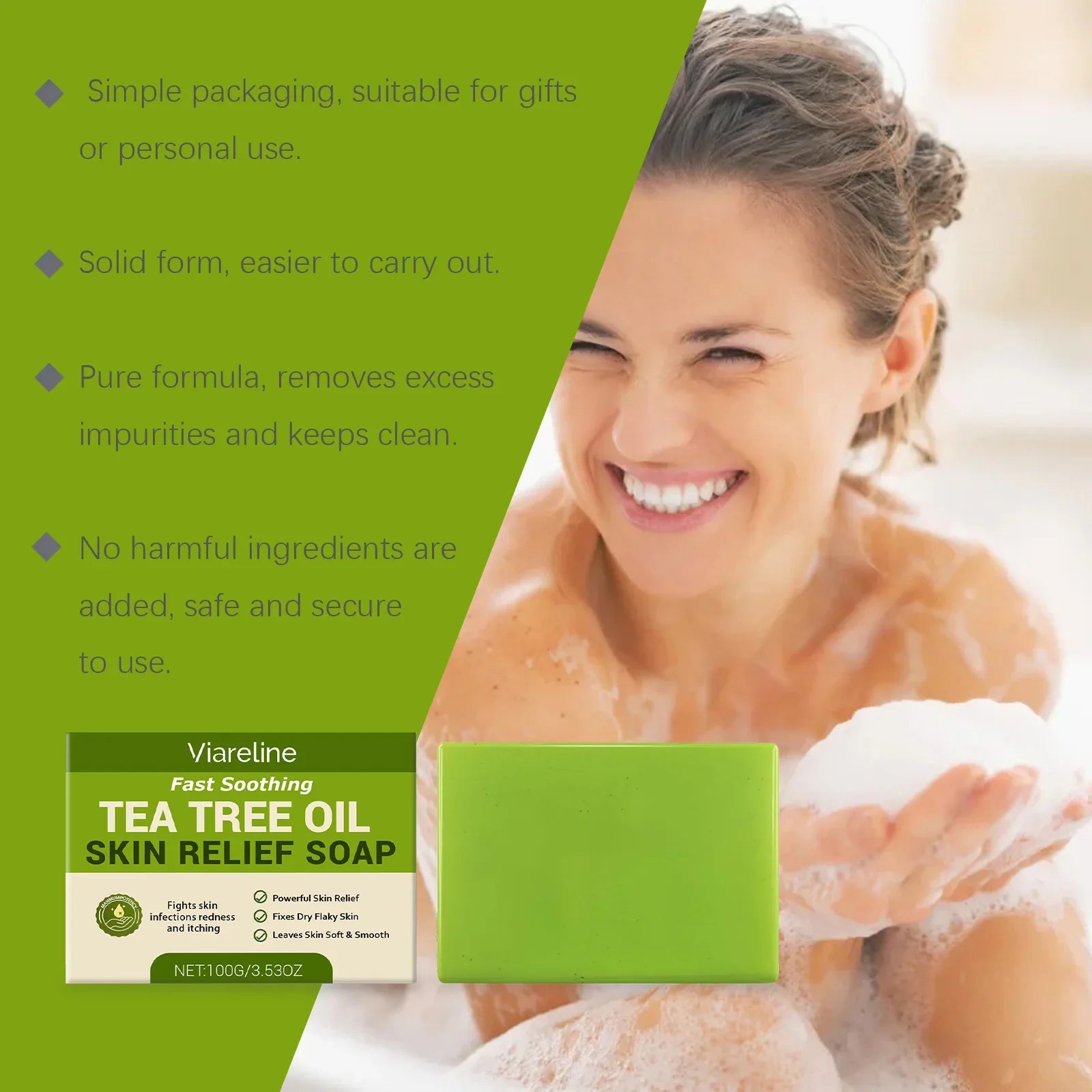 Tea Tree Oil Soap Cleaning Gentle Exfoliating Relieve Itch Moisturizing Dry Skin Smoothing Natural Bath Soap for Body and Face