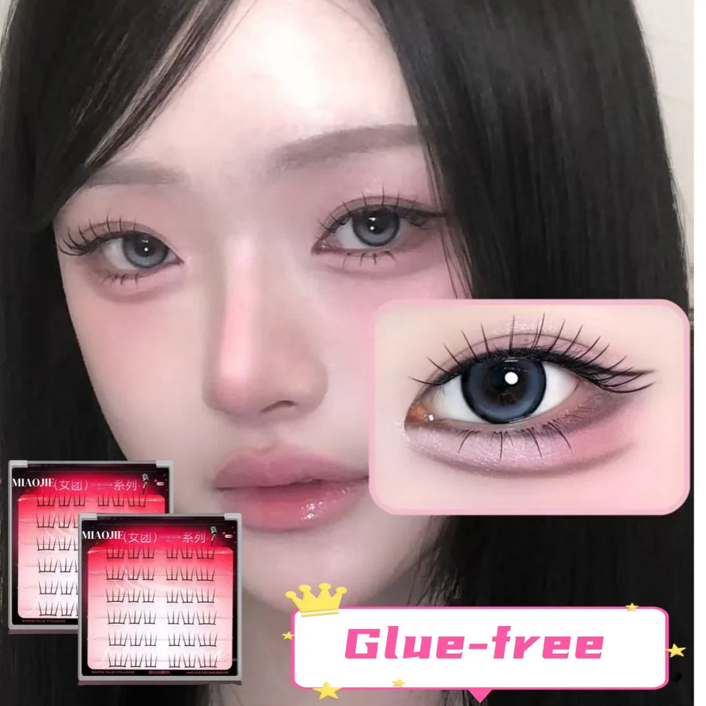 MJ Self Adhesive DIY Lashes No Glue Needed Reusable Bottom Lash Fluffy Cluster Eyelash Korean DIY Manga Lash Extension At Home