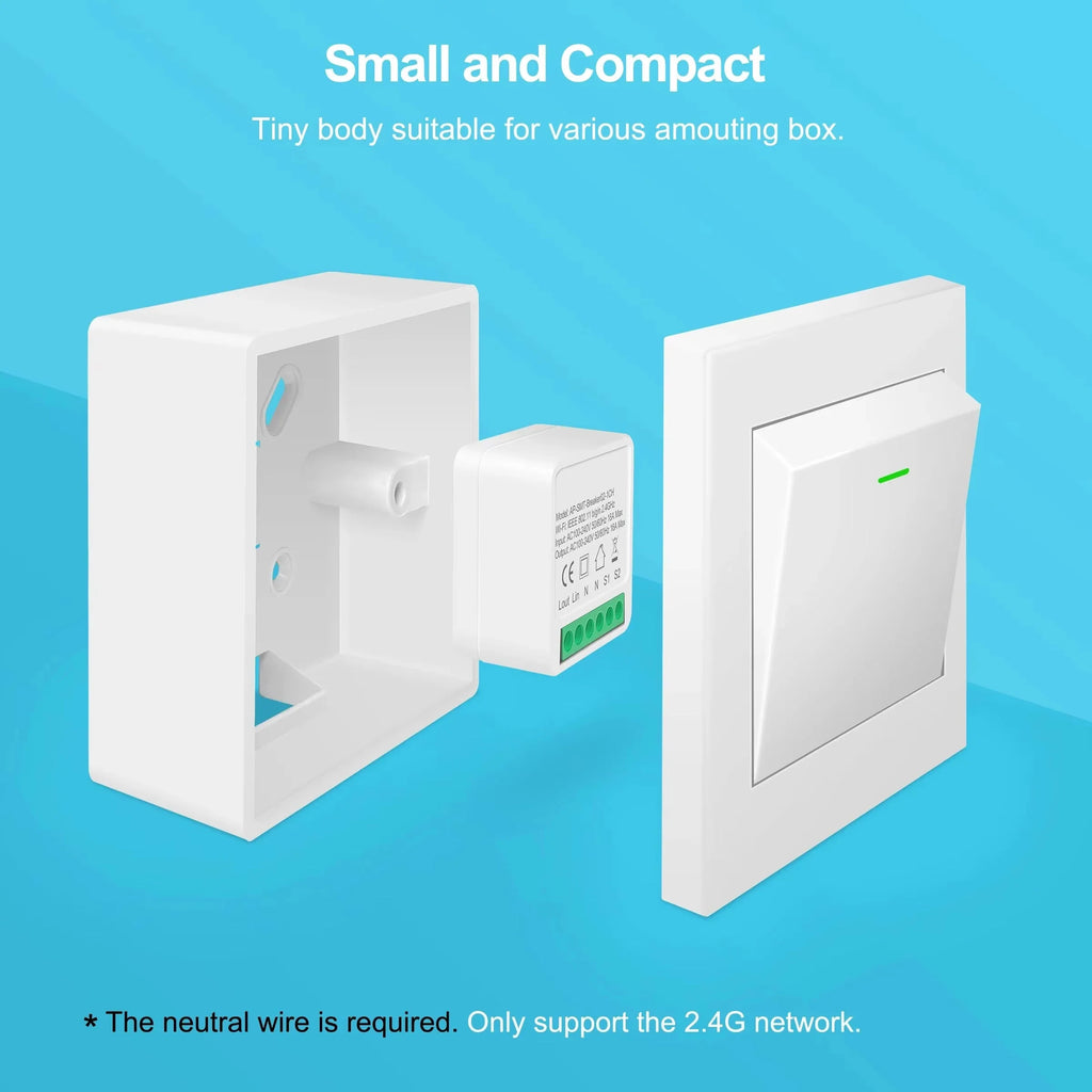 16A Smart WiFi Switch Support 2-Way DIY Switches Mini Smart Breaker Works With Tuya Smart Life APP Control Support Alexa Google