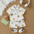 2025 New Summer Dinosaur Cartoon Printed Short-sleeved T-shirt and Shorts, Fashionable and Versatile Two-piece Set for Baby Boys