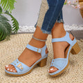 New Women's Chunky Heel Sandals Adjustable Buckle Strap Plus Size Shoes Solid Color Fashion Sandals Women Summer Comfort