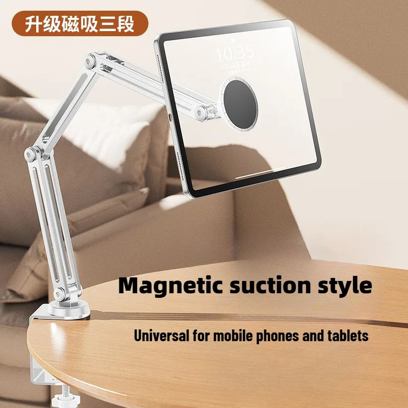 Magnetic Tablet Stand Holder for Desk, Adjustable Tablet Stand with Clamp Mount, 360° Rotation Aluminum Tablet Stand Compatible