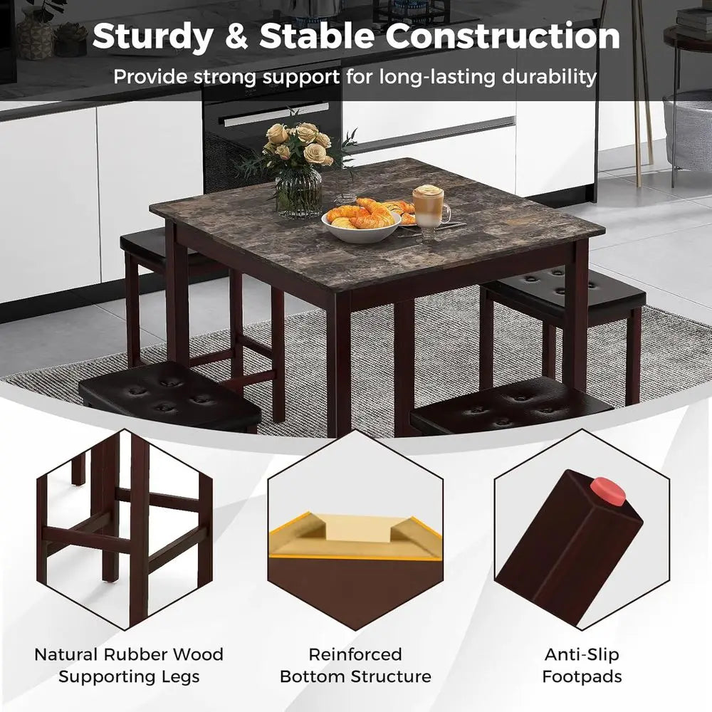 4 Piece Dining Set With Counter Height Table And Stools
