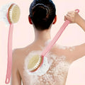 Soft Loofah And Bristles Bath Body Brush For Women And Men - Curved Long Handled Shower Brush For Body, Face, And Spa Washing