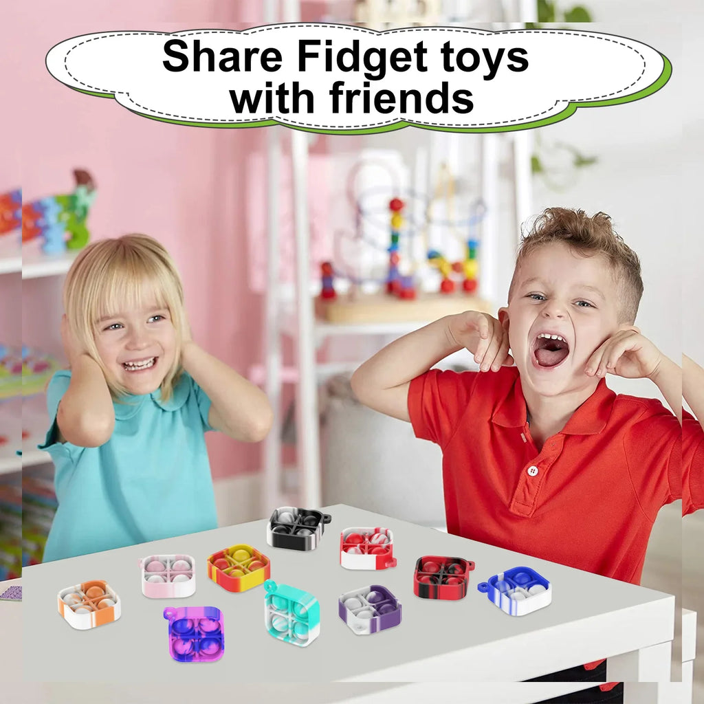 Pop Keychains Fidget Toys Bulk | Stress Relief Sensory Prizes for Classroom