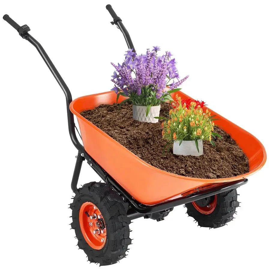 XMSJ Electric Wheelbarrow Cart 500W Garden Dump Wagon