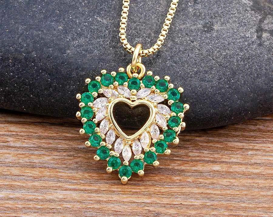 Nidin New Arrival Romantic Heart Shape Sparkling Zircon Pendant Necklace 3 Colors For Women Female Fine Jewelry Gifts Wholesale