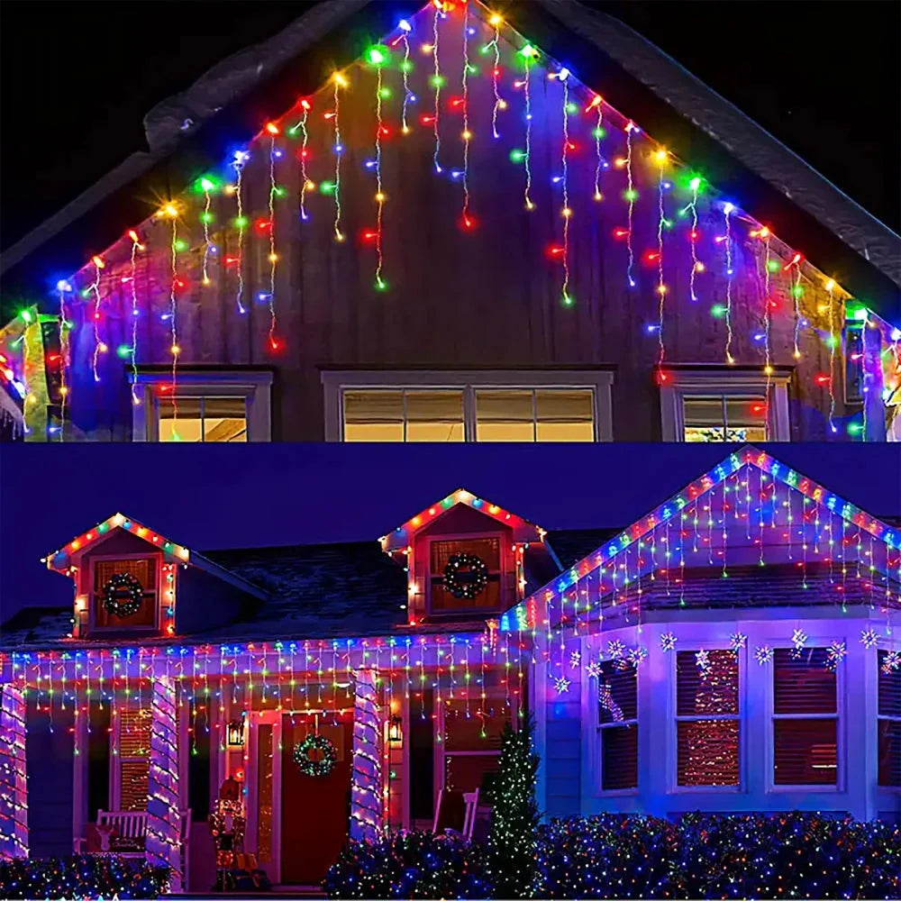 Solar Street Garden Decoration Solar Curtain Lighting Outdoor LED String Lights 3.5M/7.5M Waterproof Curtain Light