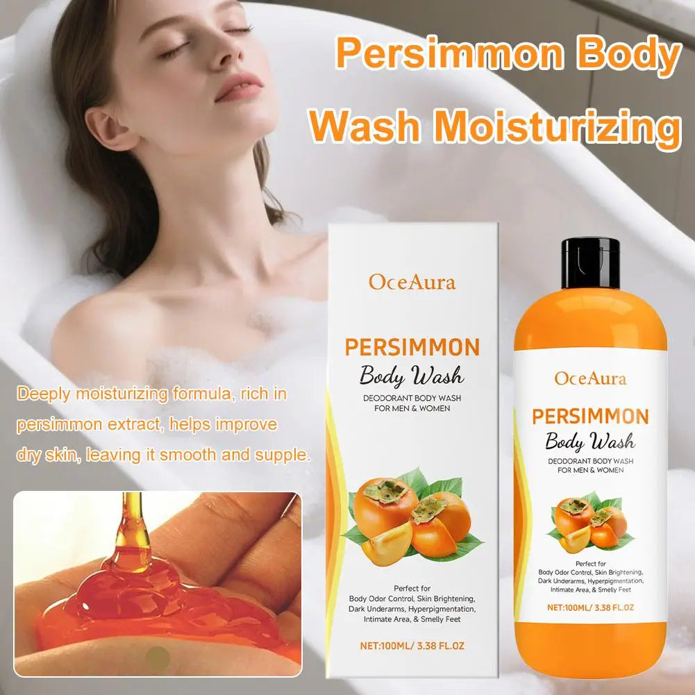 Persimmon Fresh Shower Gel Plant Extract Gentle Cleansing Moisturizing Hydrating Smooth Delicate Skin Daily Body Care