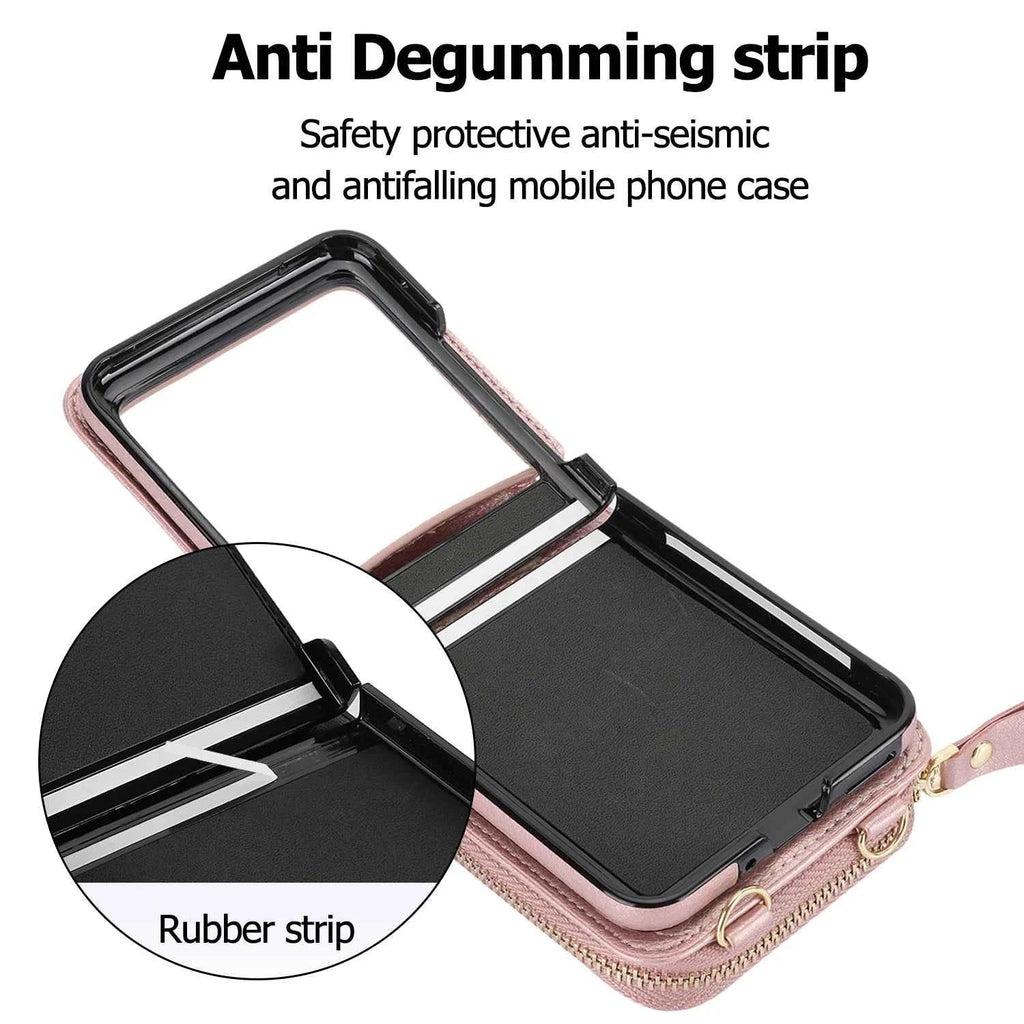Crossbody Zipper Cards Solt Wallet Leather Case for Motorola Razr 50 Ultra Razr50 40 Long Lanyard Bag RFID Multifunctional Cover