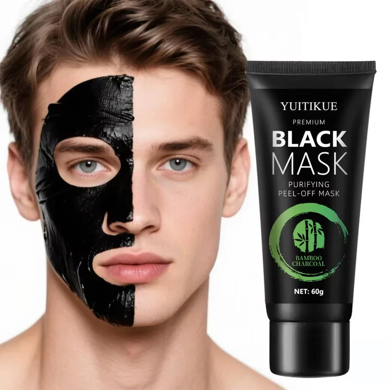 Bamboo Charcoal Blackhead Mask - Peel-Off Mask Containing Ascorbic Acid and Hyaluronic Acid, with Moisturizing and Oil-Controlling Properties, Can Cleanse the Skin.