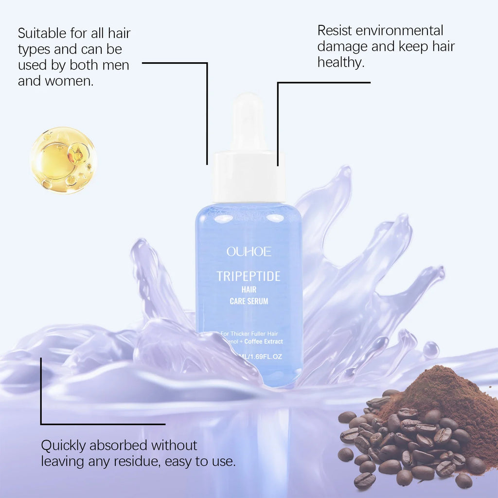 Tripeptide Hair Serum Strengthening Nourishing Scalp Treatment Coffee Extract Promotes Thicker Fuller Healthier Hair 50ml