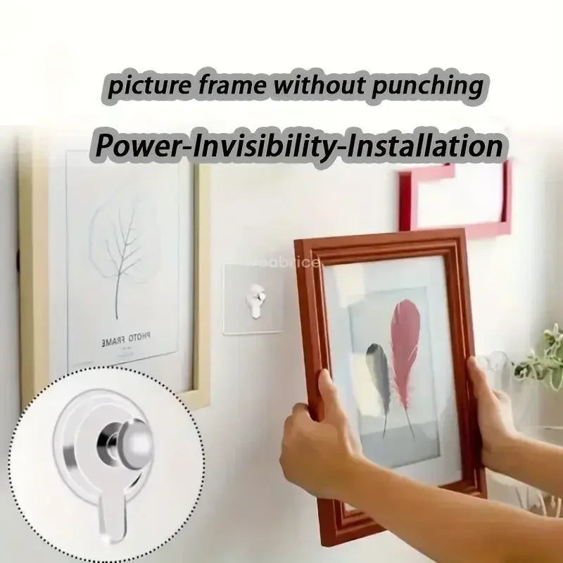 10/50pcs Self-Adhesive Hook Strong Adhesive Picture Frame Nails Hooks Transparent Seamless Wall Hangers Hanging Clock