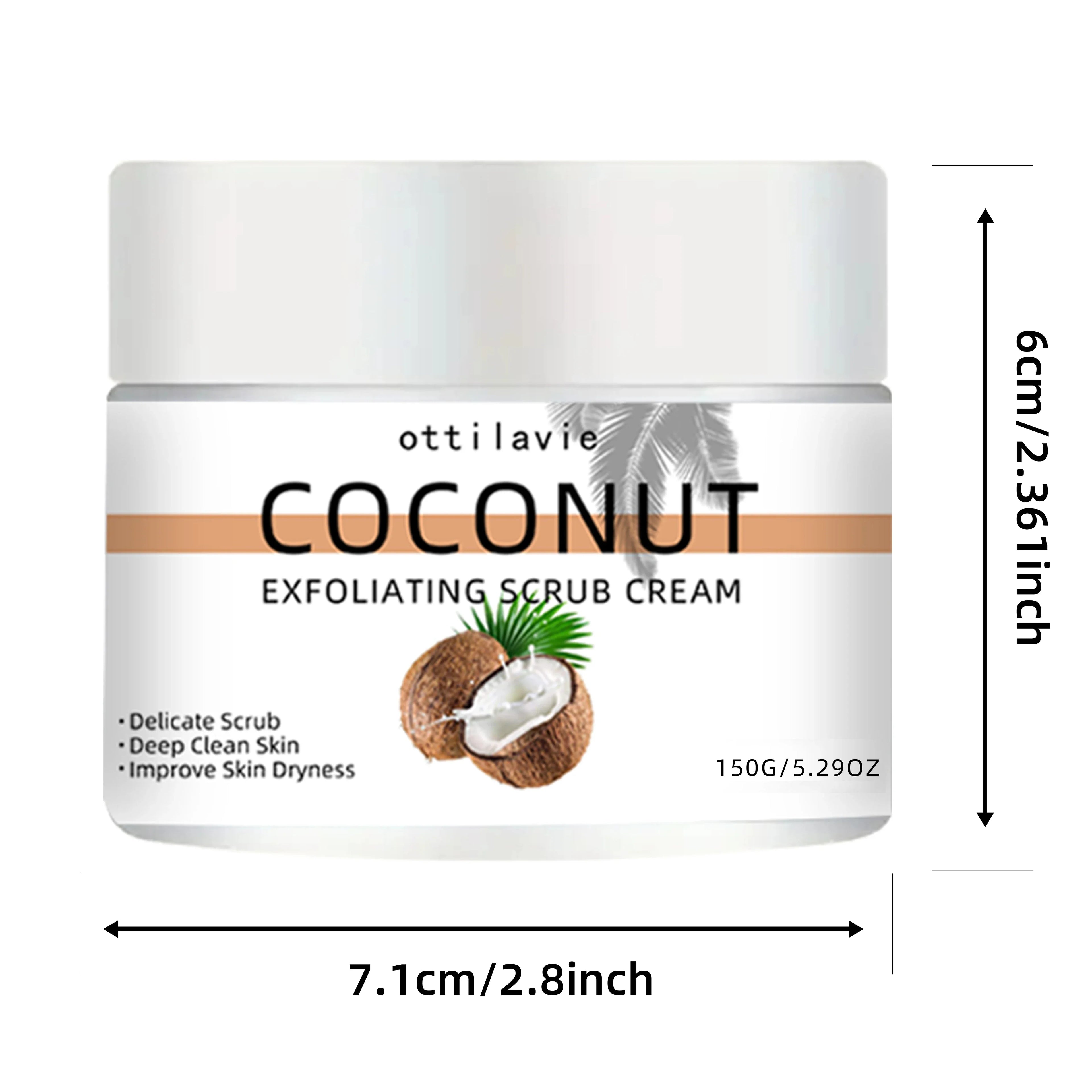ottilavie Coconut Exfoliating Scrub Cream  Physical exfoliation for smooth skin  Suitable for all skin types (face, neck & body)