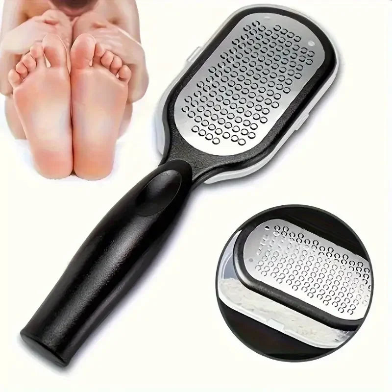 Stainless Steel Foot File - Anti-Splash Ergonomic File with Coarse/Fine Grit, Durable for Home Pedicure & Holiday Gift
