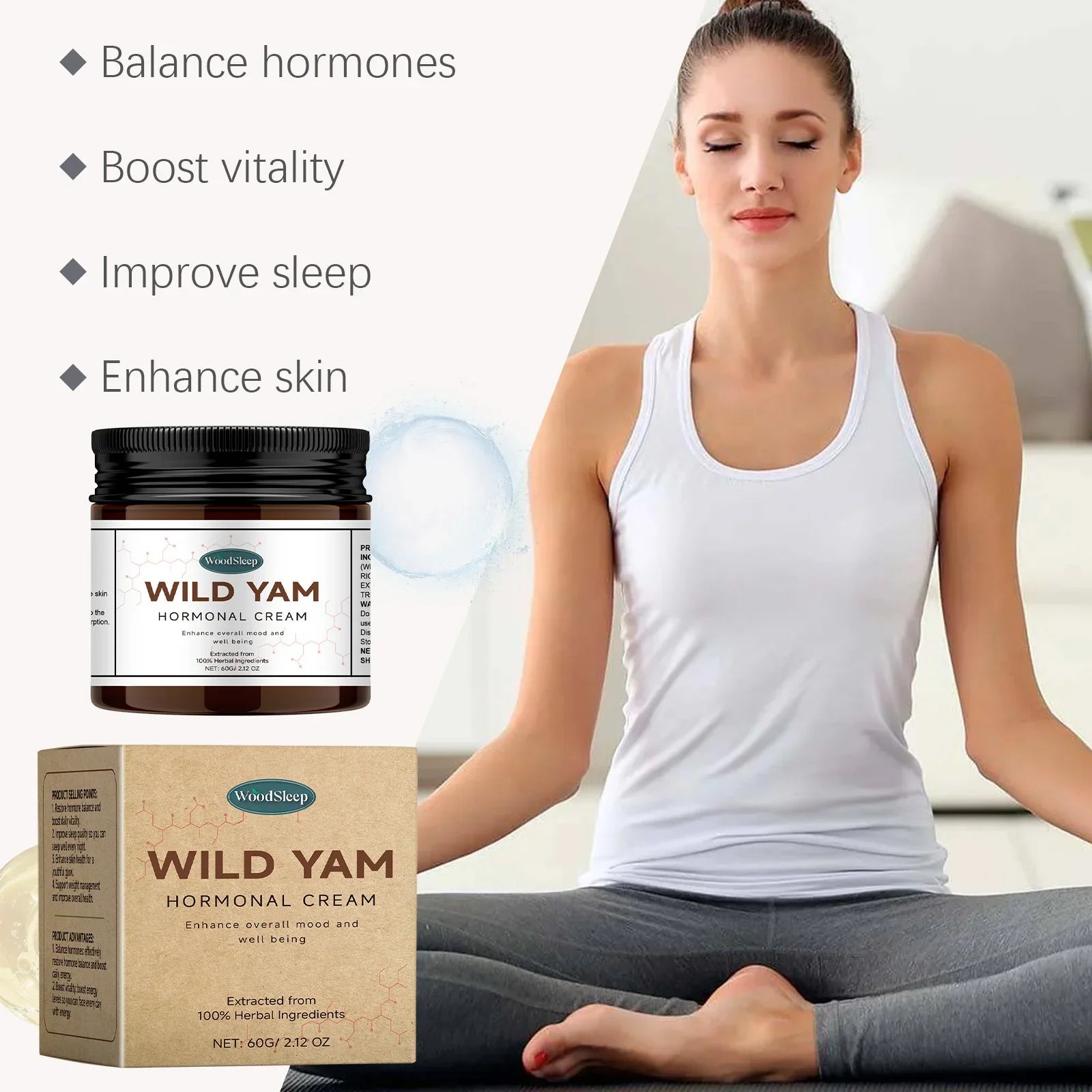 Wild Yam Cream Progesteron Hormone Regulation Balancing Tightening Smoothing Moisturizing Wrinkles Removing Women's Health Balm