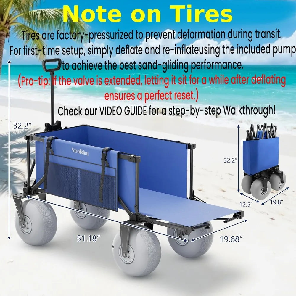 Beach Wagon 440 Lbs Heavy Duty With Inflatable Wheels