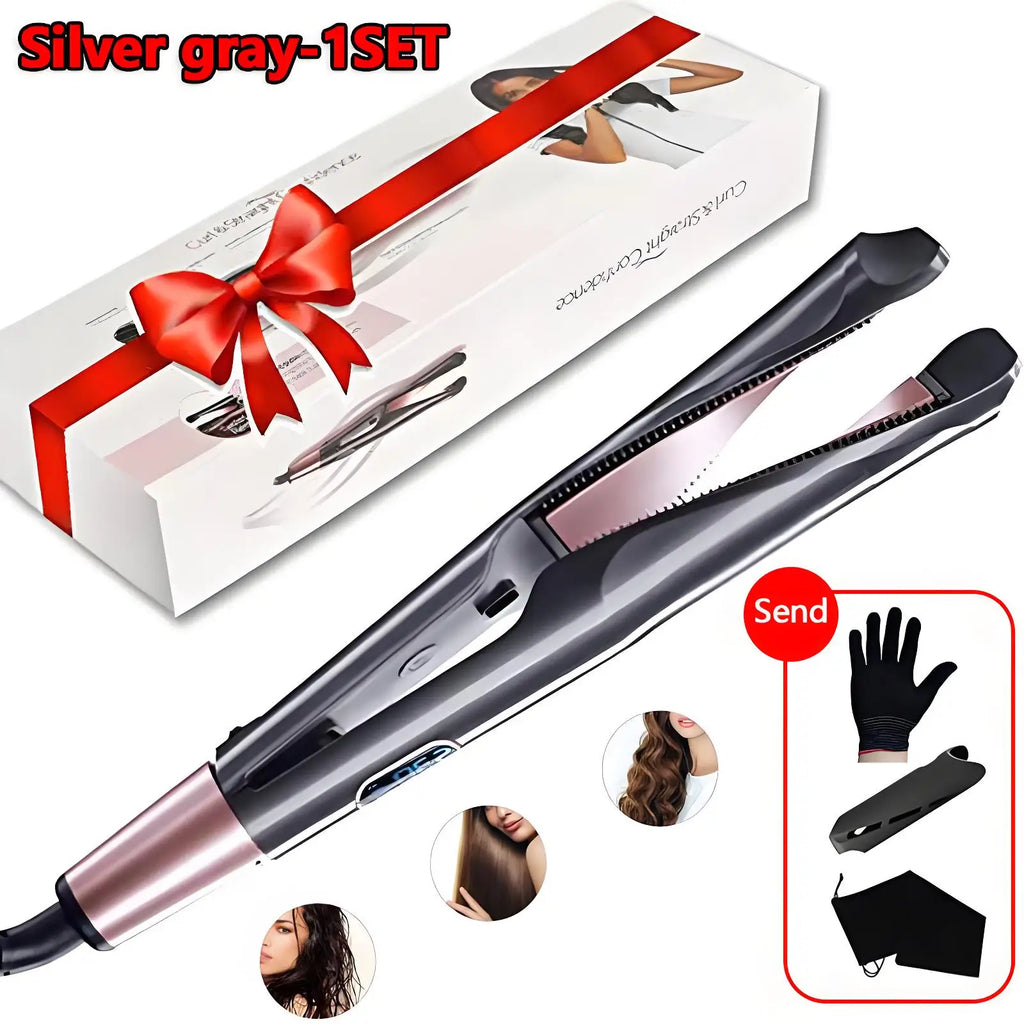 2026 New Hair Straightener Curler 2 in 1 Negative Ion Fast Heating Styling Iron Professional Flat Iron Curling Tool Home Travel