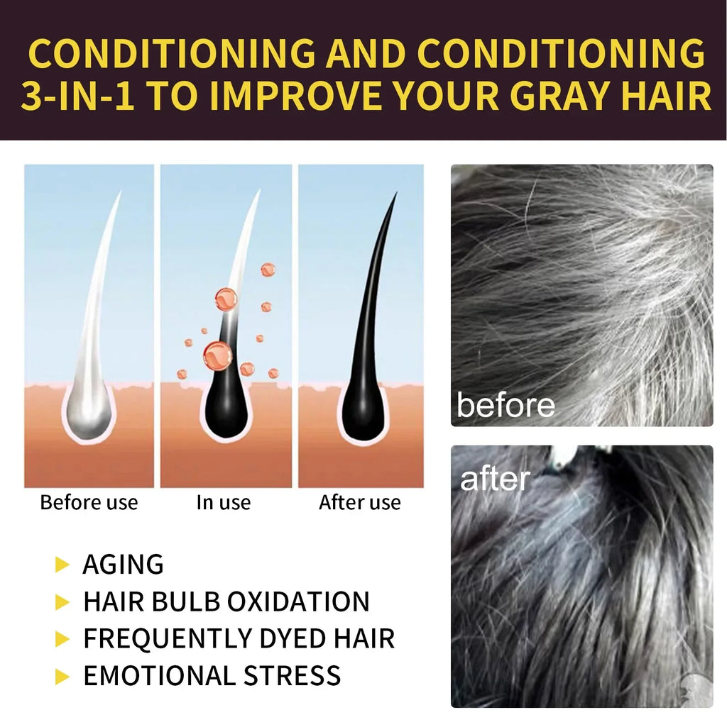 100ml Black Hair Shampoo 3 In1 Hair Dye Shampoo Repairing and Softening Shampoo Moisturizing Cleaning Hair Care for Women Men