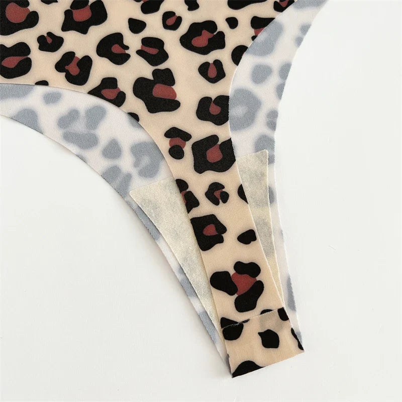 5Pcs Women Ultra-thin Seamless G-string Seamless Print Thongs Sexy Panties Ladies Soft Cute Thongs Female S-XL T-Back Panties