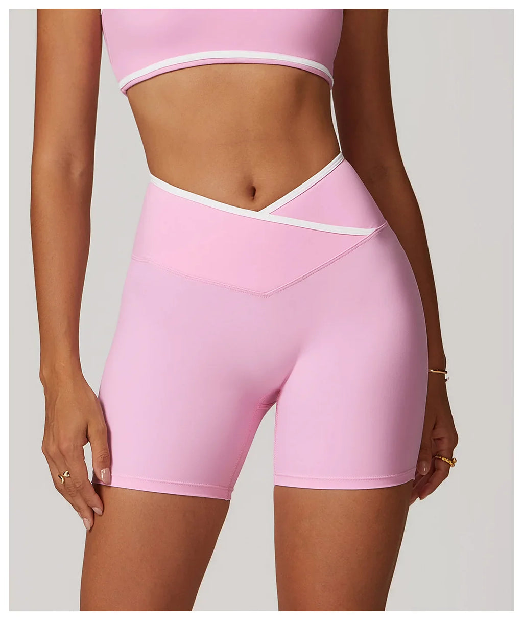 Yoga Shorts Women Fitness Shorts V-shaped Waist Running Cycling Shorts Breathable Sports Leggings High Waist Workout Gym Shorts