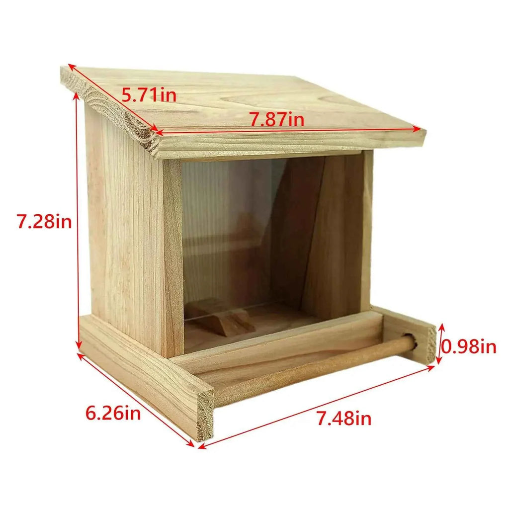 Wood Bird House Feeder with Perch, Outdoors Hanging Bird Feeding Station for Medium Small Birds Parrots