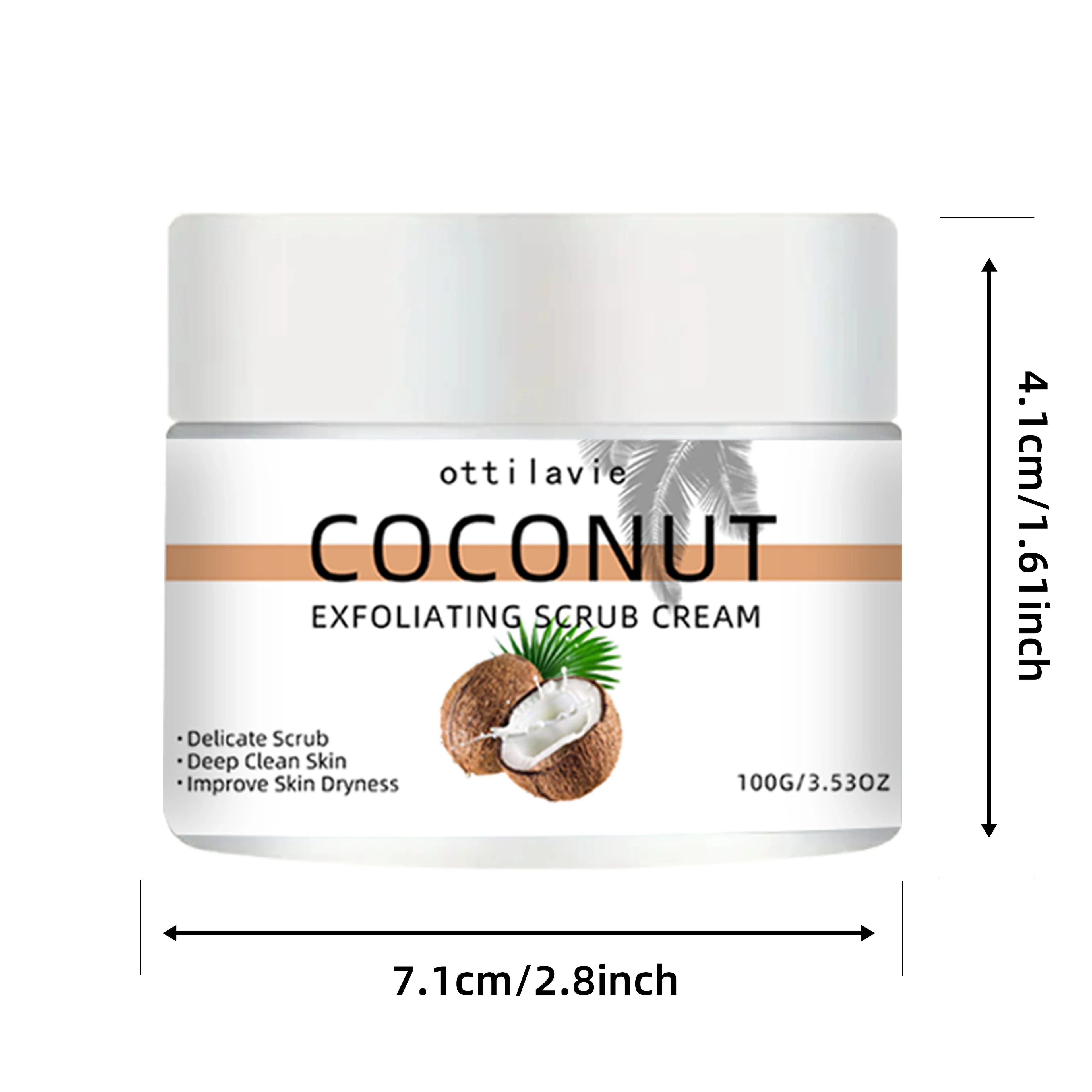 ottilavie Coconut Exfoliating Scrub Cream  Physical exfoliation for smooth skin  Suitable for all skin types (face, neck & body)
