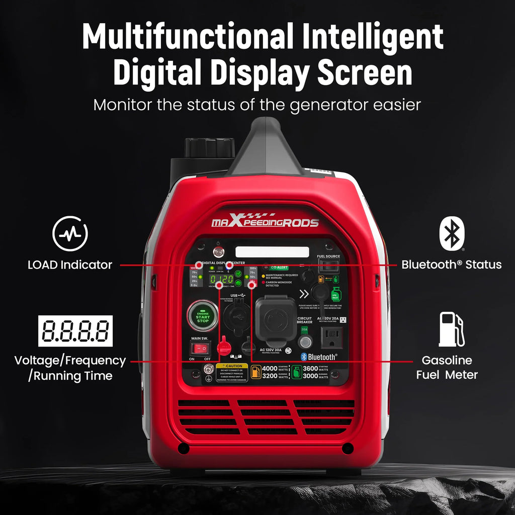 Maxpeedingrods 4KW Portable Dual Fuel Generator Inverter LPG Gas Bluetooth