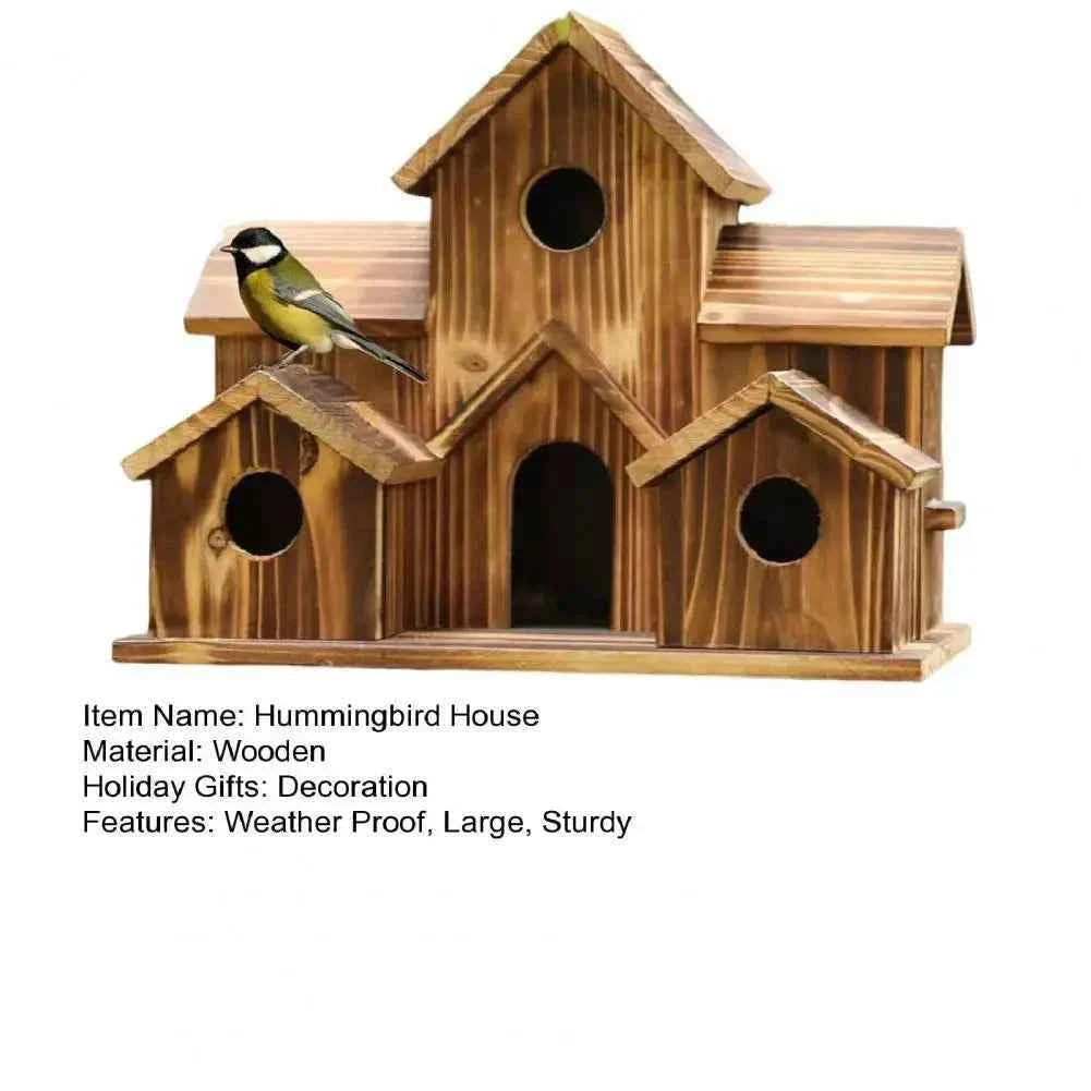 20*15cm Bird Houses For Outside Wooden Hummingbird Nest Bird Feeder Outdoor Birdhouse With 6 Rooms For Garden Courtyard Decor
