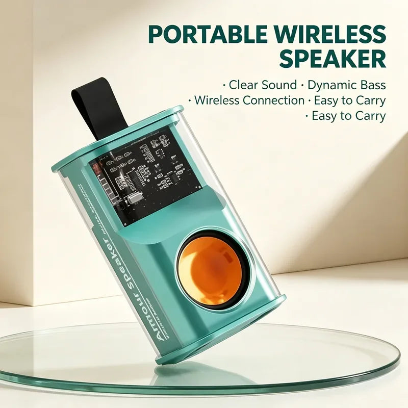 Bluetooth Speaker New Transparent Mech Audio TWS Two-Machine interconnection Rhythm Breathing Light 360° Stereo Surround