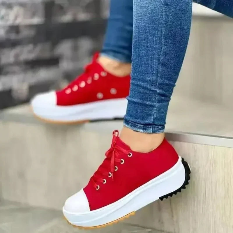 Women Shoes Classic White Canvas Sneakers Fashion Platform Women Casual shoes High Quality Lace-Up Feamle Tennis Shoes 35-43