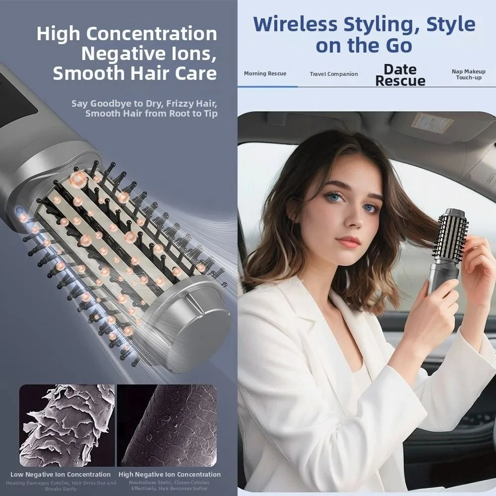 Hot Cordless Ionic Hair Straightener Brush USB Rechargeable Portable Straightener Curler Anti Damage 2 in 1 Hot Comb Hair Care
