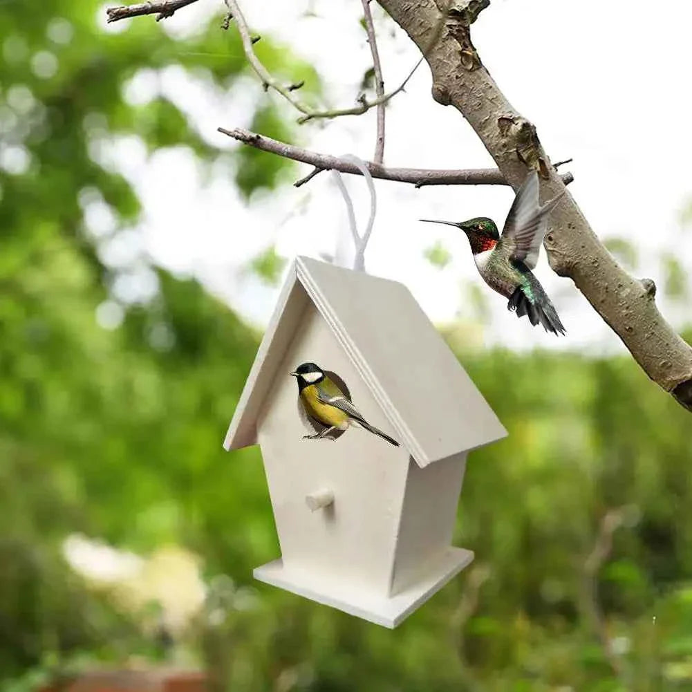 High-end Wooden Bird House For Outside To Paint Bird Nesting Box Handmade Birdhouse With Perch Diy Types Wall-mounted Nest